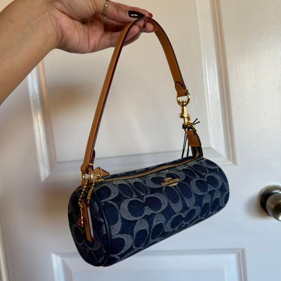 NWT Limited Coach Nolita Barrel Bag & Wallet in Signature Denim Leather Cherry - Picture 7 of 7